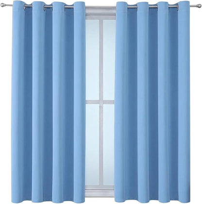 ChrisDowa Grommet Room Darkening Curtains for Bedroom and Living Room - 2 Panels Set Thermal Insulated Blackout Curtains (Sky Blue, 52W x 63L)