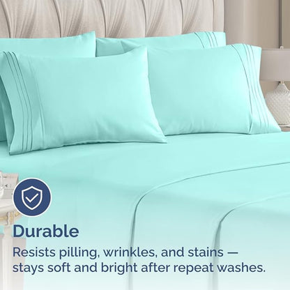 King Pillow Cases Set of 10 - Ultra Soft Hotel Quality Pillowcase Covers - Comfy & Wrinkle Free - Shrink, Stain & Fade Resistant - Easy-Care, Machine Washable Pillow Protectors - 10 Pcs Set - Spa Blue