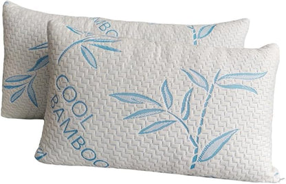 2 Pack King Size Pillows for Sleeping, Cooling Shredded Memory Foam Adjustable Bed Pillow with, Removable/Washable Cover (King 2 Pack)