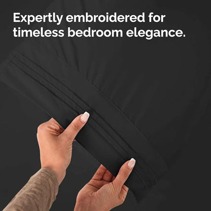 Queen Pillow Cases Set of 4 - Ultra Soft Hotel Quality Pillowcase Covers - Comfy, Cozy & Wrinkle Free - Shrinkage, Stain and Fade Resistant - Machine Washable Pillow Protectors - 4 Piece Set - Black