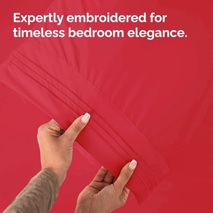 Queen Pillow Cases Set of 4 - Ultra Soft Hotel Quality Pillowcase Covers - Comfy, Cooling & Wrinkle Free - Shrinkage, Stain & Fade Resistant - Machine Washable Pillow Protectors - 4 Piece Set - Red