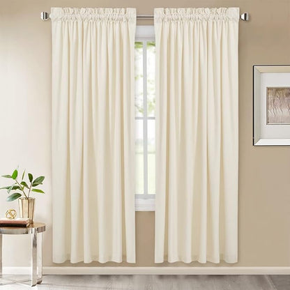 StangH Ivory White Velvet Curtains - Rod Pocket Bedroom Curtains 72 inches Heavy-Duty Privacy Window Decoration Drapes for Nursery/Wedding Backdrop, W52 x L72, 2 Panels