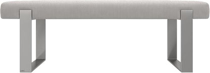 VANT Upholstered Bed Bench - Ribbed Stone - Brushed Nickel - Contemporary Modern, Bedroom Bench Seat, Hallway, or Entryway