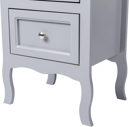 Bonnlo Gray Nightstand Set of 2, Nightstands with 2 Drawers, Bed Side Table/Night Stand, Small Nightstand for Bedroom, Small Spaces, College Dorm, Kids’ Room, Living Room, Wood, 16W x 12D x 24H, Grey