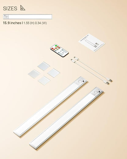 Under Cabinet Lights, 160 LED Motion Sensor Light Indoor,4000mAh USB Rechargeable Closet Light with Remote Control,3 Color Temps Wireless Under Counter Lights for Bedroom,Kitchen,Stair,Pantry