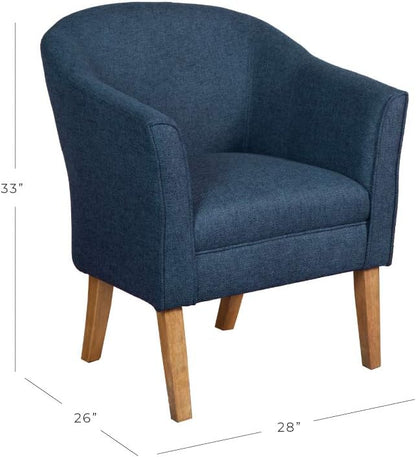 HomePop Barrel Shaped Accent Chair,Arm Rest, WOOD AND POLYESTER,Blue Medium
