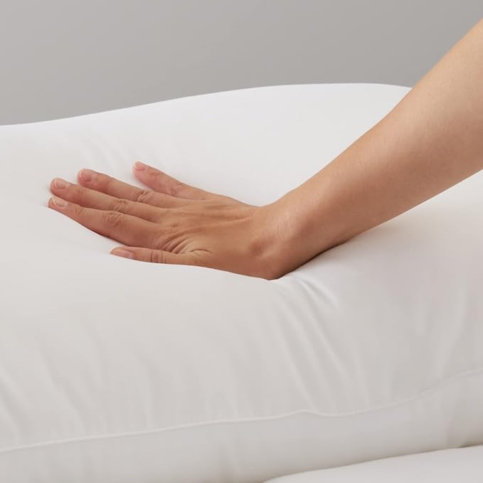 Amazon Basics Down Alternative Bed Pillows and Pillow Protector Case 2-Piece Set, Medium Density, Standard - Pack of 2, White, 26"L x 20"W