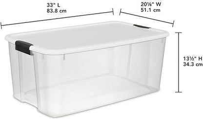 Sterilite 8 Pack Ultra Storage Totes, Lidded Plastic Containers, 116 Qt and 70 Qt, Clear