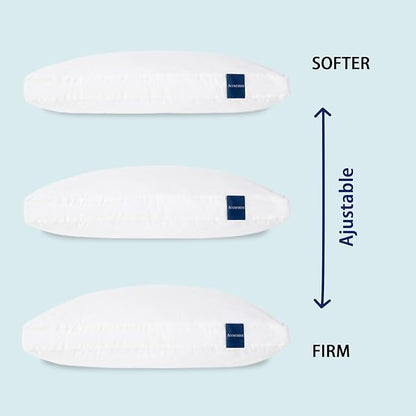 ACCURATEX Hybrid Pillow for Sleeping, Adjustable Shredded Memory Foam Pillow Core with Fluffy Down Alternative Fill Removable Cotton Cover,for Side,Back,Stomach Sleepers,Standard Size