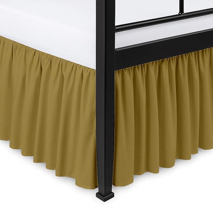 Ruffled Bed Skirt Split Corners with Platform, Tailored Fit Hotel Quality Wrinkle Free Ultra-Soft Microfiber Dust Ruffle, Upto 12 Inch Drop, Twin XL, Taupe