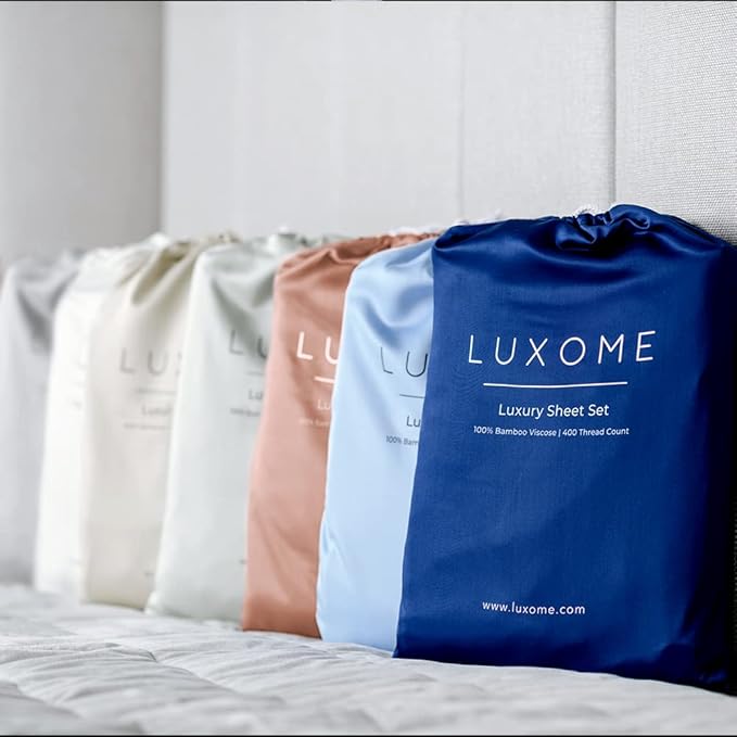 LUXOME 100% Rayon (Viscose) from Bamboo Pillowcase Set (King) | 400 Thread Count | Moisture-Wicking | Envelope Closure | Ocean
