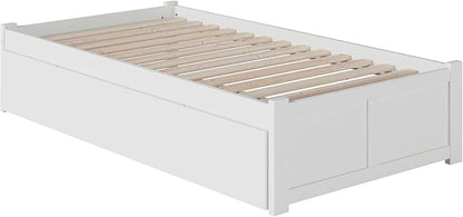 AFI Concord Twin Size Platform Bed with Footboard & Twin Trundle in White
