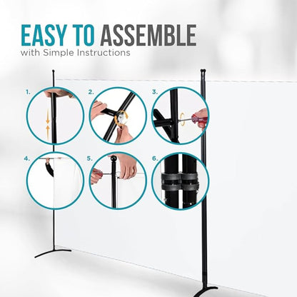 SteelAid Room Divider (Double Panel) – Folding Partition Privacy Screen for Office, Classroom, Dorm Room, Kids Room, Studio, Conference - 142" x 72" - Easy to Assemble, Freestanding & Foldable