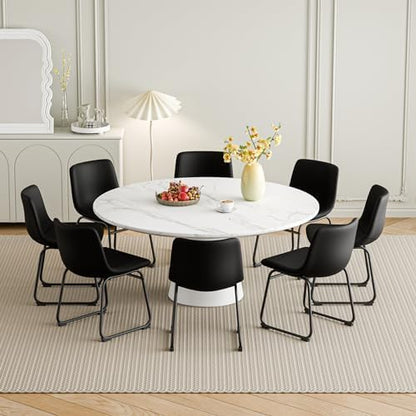 Dining Chairs Set of 4, 18 Inch Faux Leather Kitchen Dining Chairs with Back, Modern Armless Dining Room Chair with Metal Legs for Home Bistro Coffee Shops (Black)