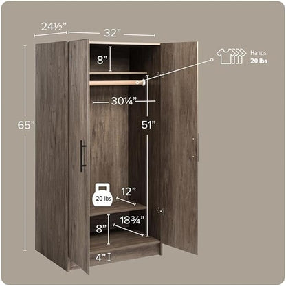 Pemberly Row 32 inch Drifted Gray Engineered Wood Wardrobe Cabinet