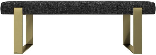 VANT Upholstered Bed Bench - Weave Prestige - Burnished Brass - Contemporary Modern, Bedroom Bench Seat, Hallway, or Entryway
