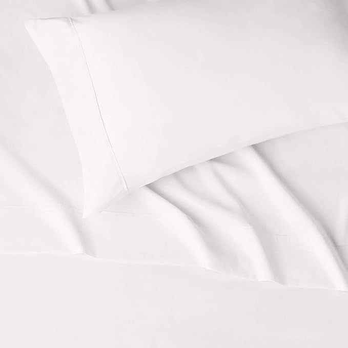 Amazon Basics Lightweight Super Soft Wrinkle Free Breathable Easy Care Microfiber 3 Piece Bed Sheet Set with 14-Inch Deep Pockets, Twin XL, Cream, Solid