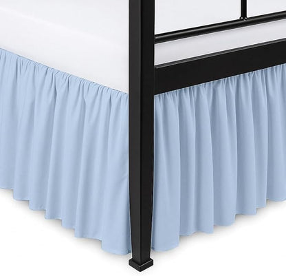 Ruffled Bed Skirt Split Corners with Platform, Tailored Fit Hotel Quality Wrinkle Free Ultra-Soft Microfiber Dust Ruffle, Upto 12 Inch Drop, Queen, Sky Blue