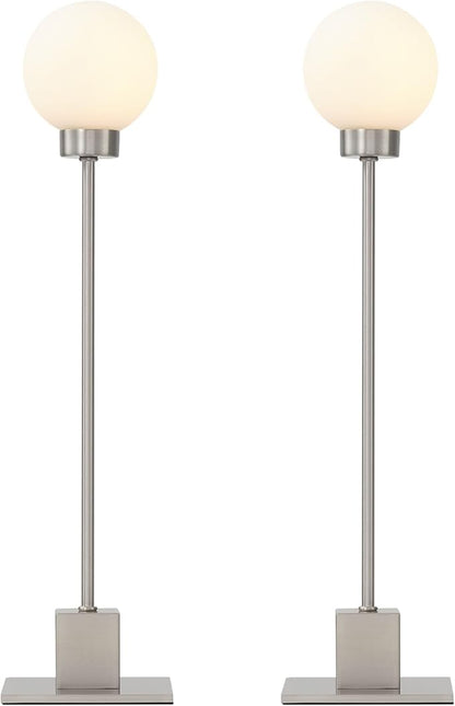 Small Lamps for Nightstand, Silver Touch Dimmable Table Lights, 3-Way Control Bedside Desk Lighting, Satin Nickel Modern Accent Home Decor, Plug in and Play, G9 Bulb Installed(Brushed Steel, Pack 2)