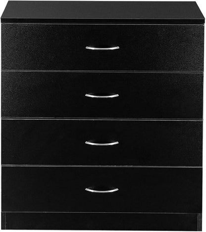 Karl home Black 4 Drawer Dresser for Bedroom, Modern Nightstand Storage Chest of Drawer, Wooden Side Table End Table, Living Room, Reception Room