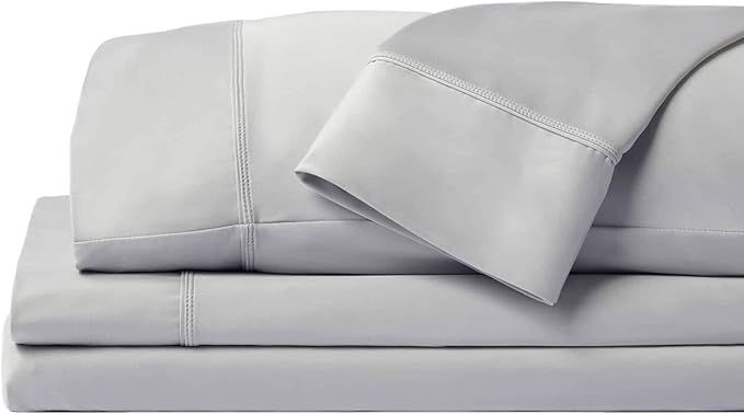 SHEEX - Original Performance Sheets Set (Split King) Pearl Blue - Cooling Sheets - Moisture Wicking - 1 Flat Cooling Sheet, 1 Fitted Cooling Sheet, 2 King Pillow Covers - Wrinkle Free - Sleep Aid