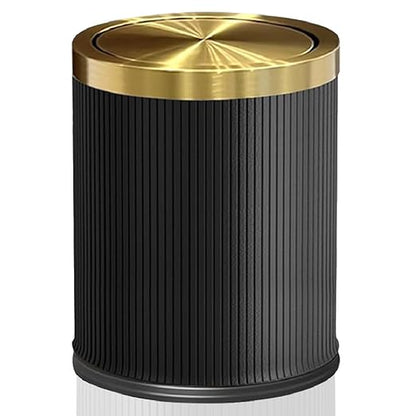 4 Gallon Bathroom Trash Can with Lid, Black Leather Garbage Can, Modern, Bedroom Wastebaskets, for Kitchen Powder Room Hotel Office (15L Black)