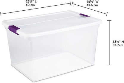 Sterilite 24-Pack 66 Quart ClearView Latch Box, Stackable Organizer Bins with Latching Lids - Clear Plastic Organization Containers for Closet, Bedroom, Shelving Units and Everyday Home Storage