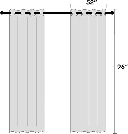 PrinceDeco 100% Blackout Linen Textured Curtains for Living Room Black Out Curtains 96 Inch Long 2 Panels Set Grommet Room Darkening Curtains & Drapes Boho Home Decor for Bedroom,52 X 96In,Stone Blue