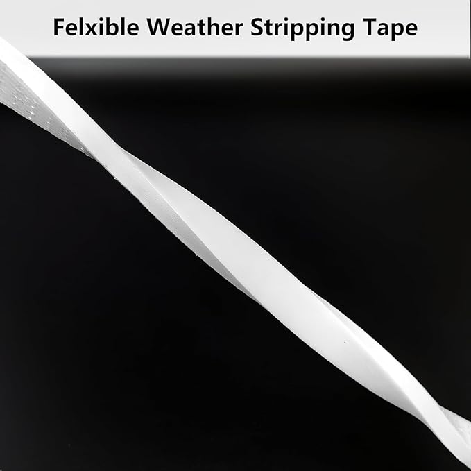 Weather Stripping Door Seal Strip, Strong Adhesive, Weatherproof, Reduce Noise, Gap Filler, Foam Insulation Tape for Doors and Windows (1/2 in x 1/4 in x 13 Ft), White