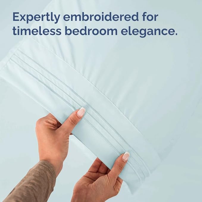 King Pillow Cases Set of 6 - Ultra Soft Hotel Quality Pillowcase Covers - Comfy & Wrinkle Free - Shrink, Stain & Fade Resistant - Easy-Care, Machine Washable Pillow Protectors - 6 Piece Set - Ice Blue