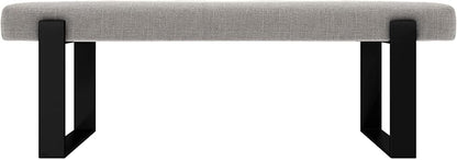 VANT Upholstered Bed Bench - Weave Moondust Grey - Matte Black - Contemporary Modern, Bedroom Bench Seat, Hallway, or Entryway