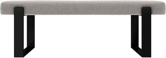 VANT Upholstered Bed Bench - Weave Moondust Grey - Matte Black - Contemporary Modern, Bedroom Bench Seat, Hallway, or Entryway
