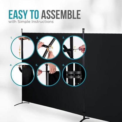SteelAid Room Divider (Double Panel) – Folding Partition Privacy Screen for Office, Classroom, Dorm Room, Kids Room, Studio, Conference - 142" x 72" - Easy to Assemble, Freestanding & Foldable