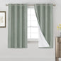 PrinceDeco Blackout Curtains 63 Inch Length 100% Blackout Linen Curtains with White Liner Thermal Insulated Textured Blackout Curtains for Windows 2 Panels Set,52" W x 63" L,Green Bay