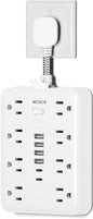 Surge Protector Power Strip(900J) -MCSCN 8 Outlets 6 USB - 15A/1875W - Ultra-Thin Plug & Cord - UL Certified - Home/Office Use