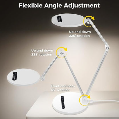 OldShark LED Desk Lamp for Home Office and Video Calls| Eye-Caring Dimmable Led Desk Light with Memory & Timer Func| 3 Color Temperature,10 Brightness Computer Light, Adjustable Flexible Swing Arm