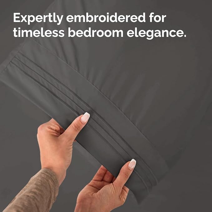 Queen Pillow Cases Set of 2 - Ultra Soft Hotel Quality Pillowcase Covers - Comfy, Cozy & Wrinkle Free - Shrinkage, Stain & Fade Resistant - Machine Washable Pillow Protectors - 2 Piece Set - Charcoal