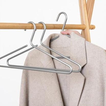 Premium Matte Silvery Aluminum Coat Hangers 100 Piece Set, 16.5” Extra Smooth & Durable Metal Shirt Dress Hanger,Aluminum Alloy Hanger,Clothing Support,Clothing Hang