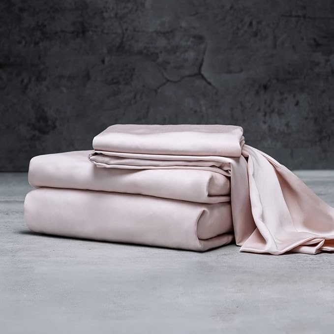 LUXOME Luxury Sheet Set | 100% Rayon (Viscose) from Bamboo | Split King - Blush | Deep Pockets | 5-Piece Set (2 Fitted, Flat, 2 Pillowcases)