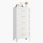 Metal Narrow Dressers & Chest of Drawers, White Tall Dresser for Bedroom, 5 Drawer Dresser with Curved Corner, Bedroom Dressers with Drawers, Storage Cabinet (White, 24" W)