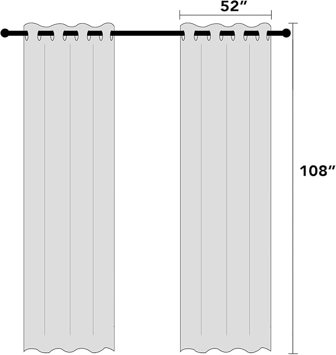 PrinceDeco 100% Blackout Linen Textured Curtains for Bedroom Grommet Room Darkening Curtains & Drapes Luxury Decor for Living Room Solid Thermal Insulated with White Liner,Pearl White，52 x 108 Inch