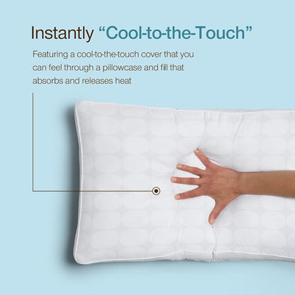 Coop Home Goods Essence Cooling Down Alternative Pillows Set of 2, Queen Size Adjustable Cooling Pillow for Hot Sleepers, Cool-Touch Luxury Hotel Pillows for Stomach, Back, or Side Sleepers 27x17