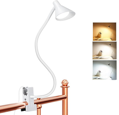 Desk Lamp Clip on Light USB Reading Light 3 Color Modes 10 Dimmable Brightness Eye Care Clamp Desk Lamp Flexible Gooseneck Book Light for Reading in Bed and Desk