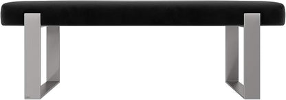 VANT Upholstered Bed Bench - Velvet Black - Brushed Nickel - Contemporary Modern, Bedroom Bench Seat, Hallway, or Entryway
