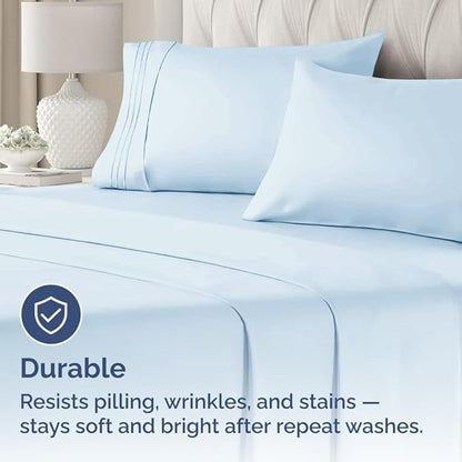 Queen Pillow Cases Set of 4 - Ultra Soft Hotel Quality Pillowcase Covers - Comfy, Cozy & Wrinkle Free - Shrinkage, Stain & Fade Resistant - Machine Washable Pillow Protectors - 4 Piece Set - Sky Blue
