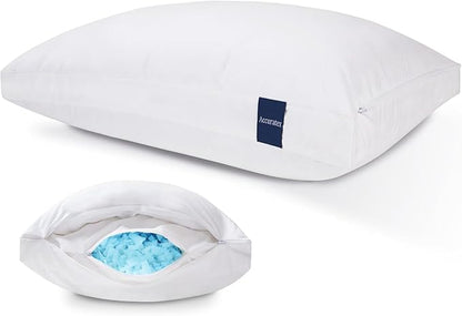 ACCURATEX Hybrid Pillow for Sleeping, Adjustable Shredded Memory Foam Pillow Core with Fluffy Down Alternative Fill Removable Cotton Cover,for Side,Back,Stomach Sleepers,Queen Size