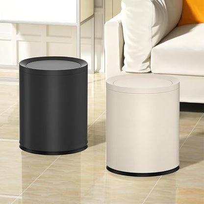 2.6 Gallon/10L Modern Metal Bathroom Trash Can with Lid,Light Luxury,Elegant Waste Basket,Black Garbage Can,for Bathroom,Bedroom,Living Room, Kitchen,Office,Bank (10L-Black)