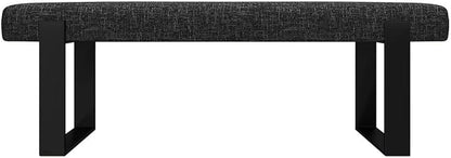 VANT Upholstered Bed Bench - Weave Prestige - Matte Black - Contemporary Modern, Bedroom Bench Seat, Hallway, or Entryway