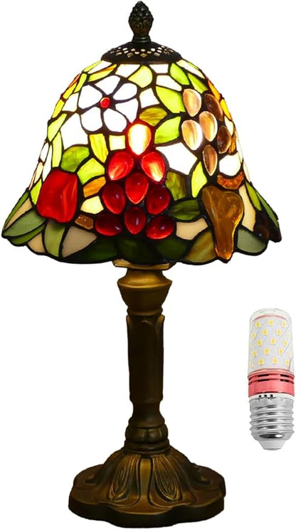Mini Tiffany Table Lamp Nightstand Lamps Handmade Stained Glass Bedside Lamp Fruit Night Light for Office Bookcase Bar Bedroom Living Room,7.87 inch