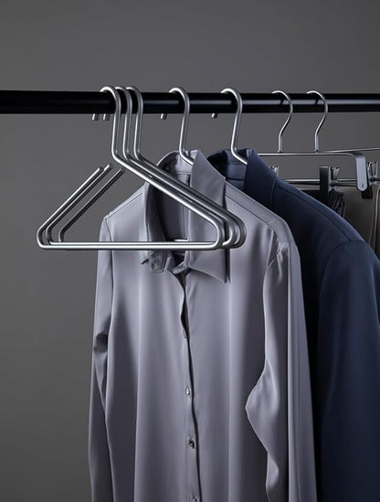Premium Matte Titanium Gray Aluminum Coat Hangers 100 Piece Set, 16.5” Extra Smooth & Durable Metal Shirt Dress Hanger,Aluminum Alloy Hanger,Clothing Support,Clothing Hang